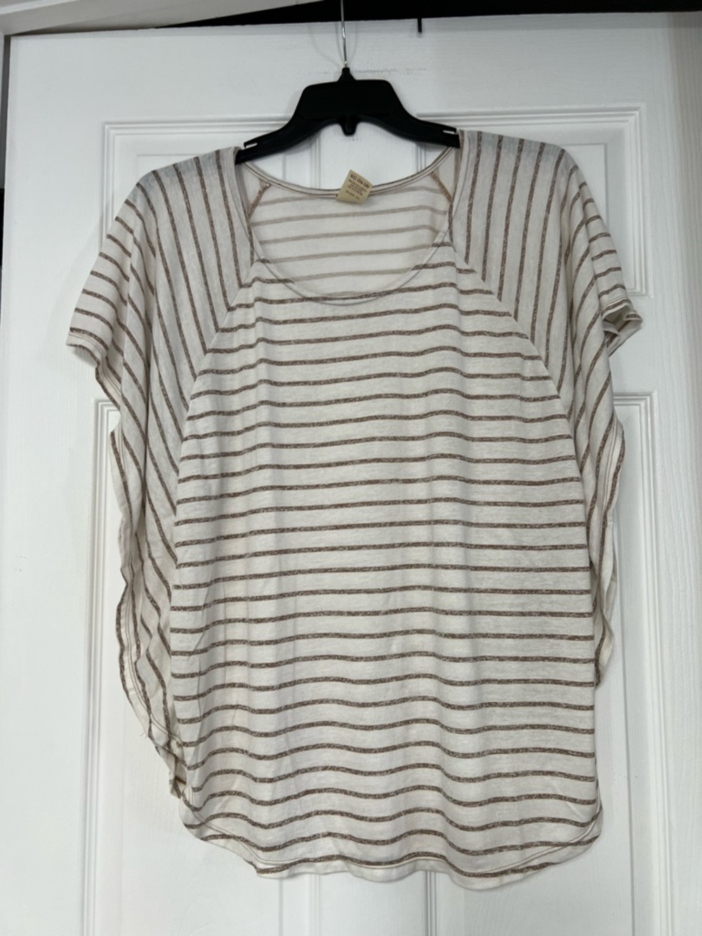 Faded Glory Cream Top with Brown Stripes